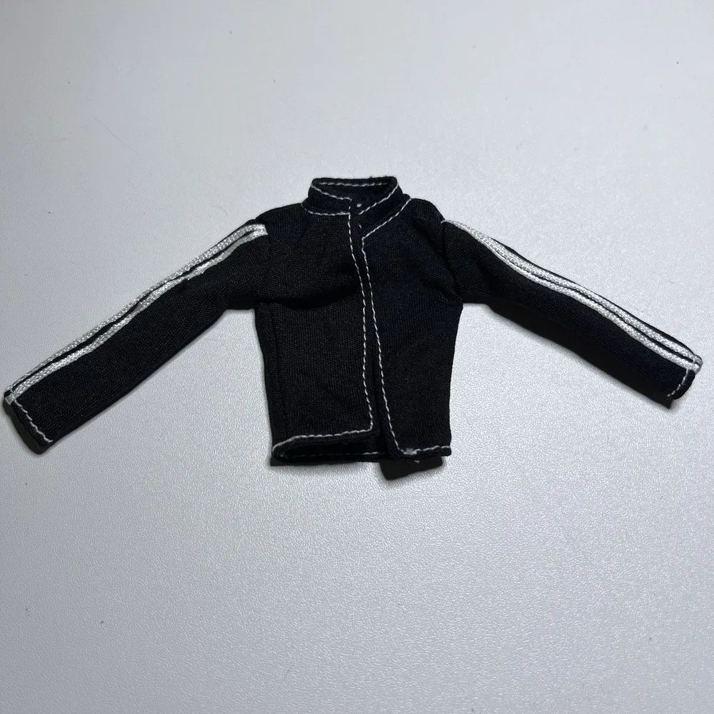Vtg 1990s Barbie Fashion Avenue Black Knit Jacket Silver/White Stitching